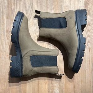 Timberland Women’s Cortina Valley Chelsea Boots In Olive Nubuck Leather 7 EU 38